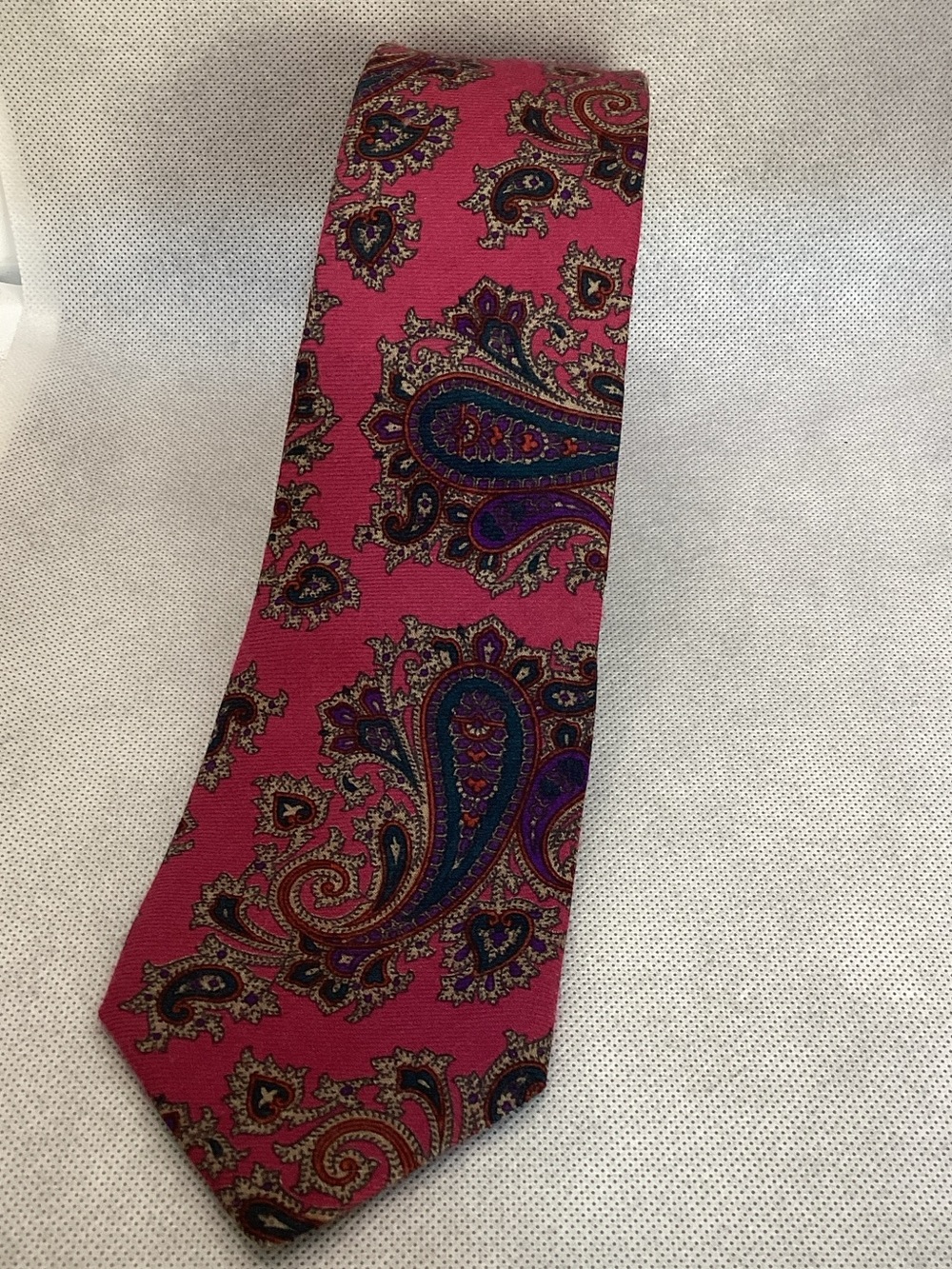 Kassel Brothers Vintage Wool Necktie Pink Paisley Wide Tie Retro Men’s USA